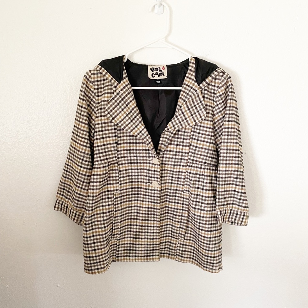 Volcom Women’s Plaid Schmad Jacket with Hood Size Small